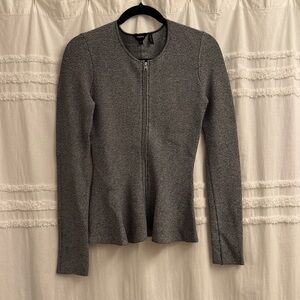 Theory Gray Long Sleeve Zip-Up Top